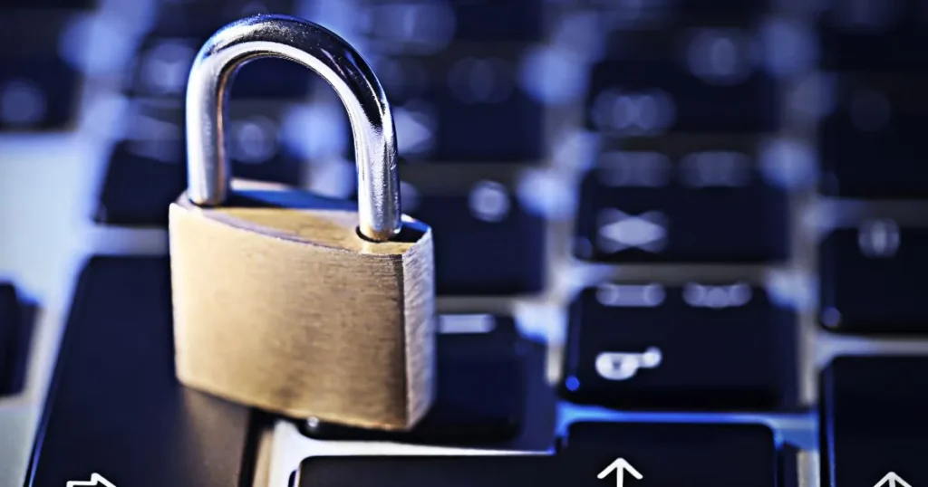 lock on a keyword representing cyber security