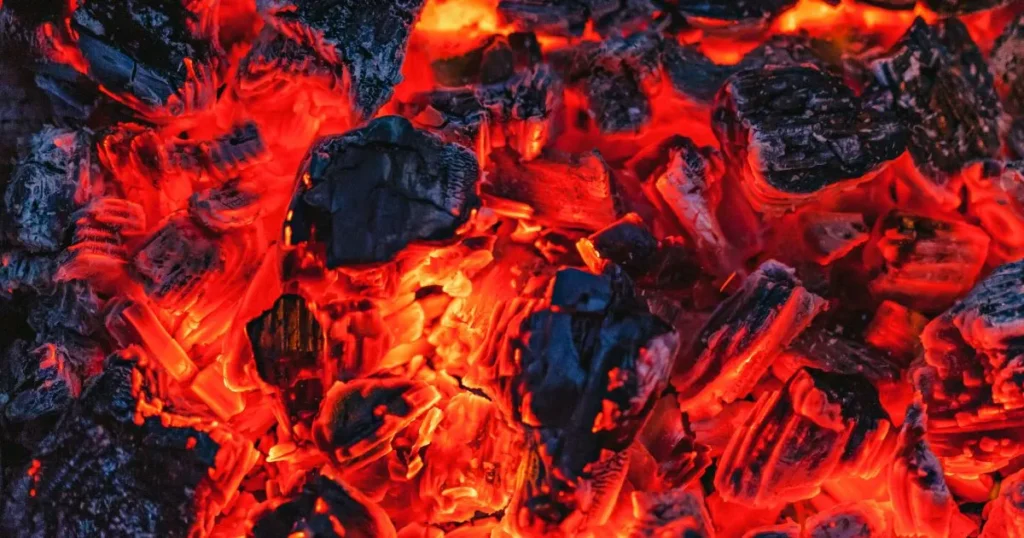 burning coals.