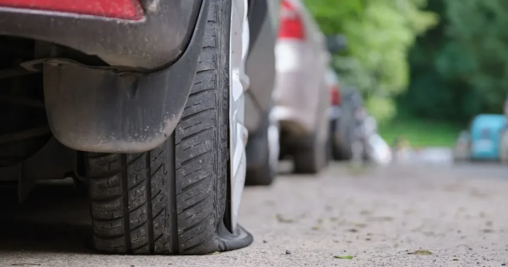 Flat tire on a car