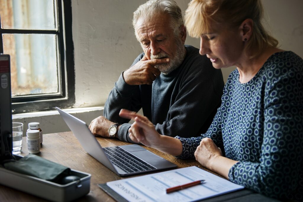 Elderly couple planning on life insurance plan