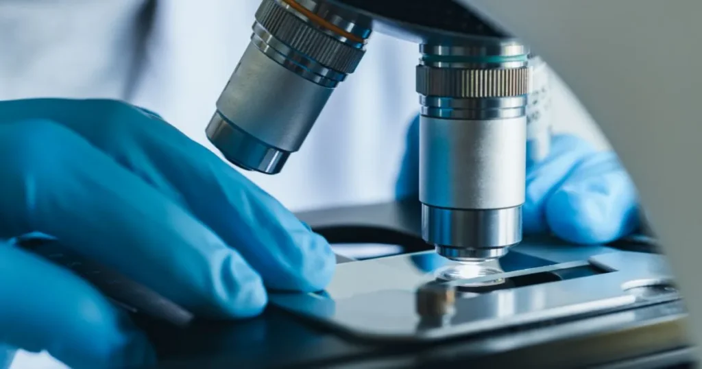 Doctor analyzing a sample