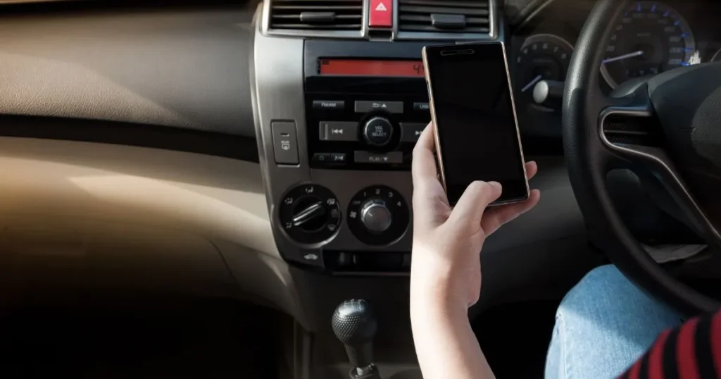 Driver texting on phone