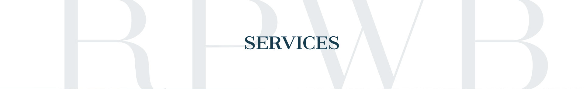 Services header with RPWB logo in the background