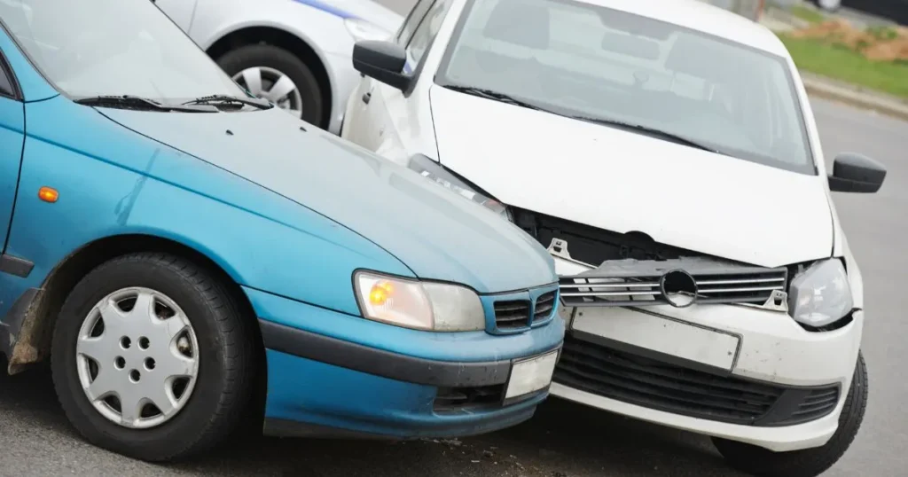 mutli vehicle crash build up in the road