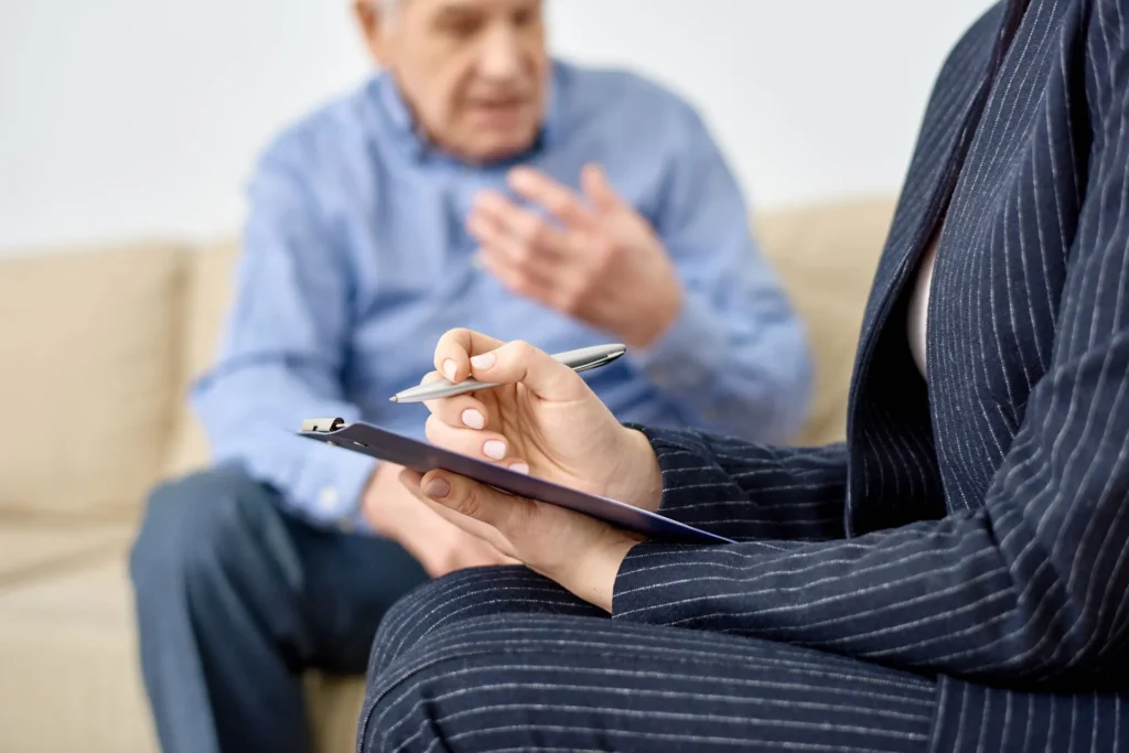 lawyer in aiken south carolina talking to a client